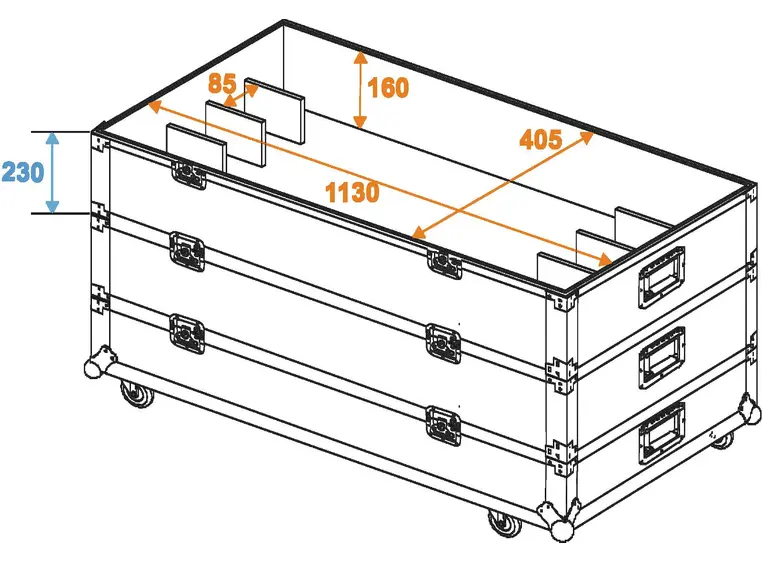 ROADINGER Flightcase 12x LED Bar size L 