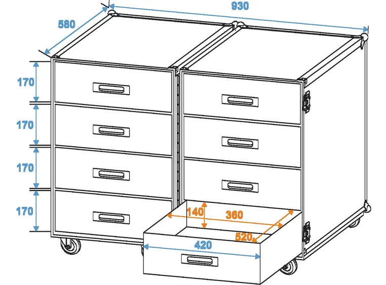 ROADINGER Universal roadie case double drawer DD-2 