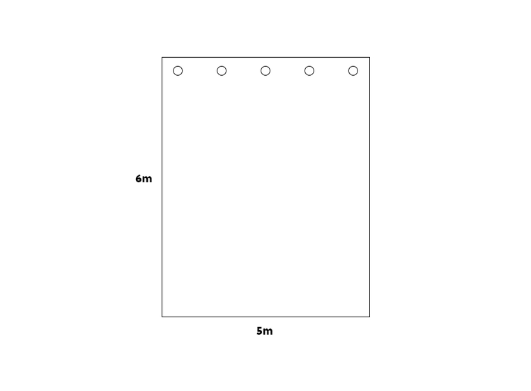 Sceneteppe molton 5x6m Ferdigsydd Hvit, 300g/m2, maljer i toppen 