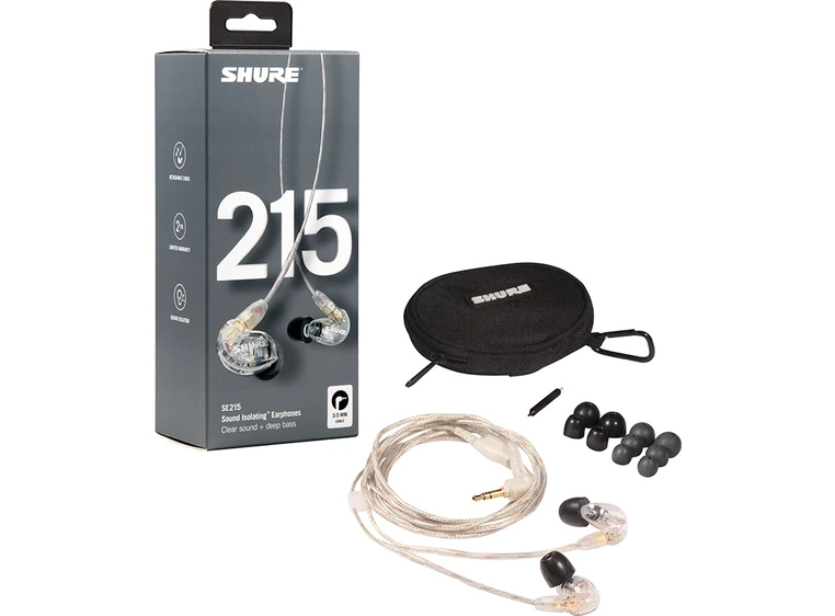 Shure SE215 lydisolerende øreplugger gjennomsiktig (clear) finish