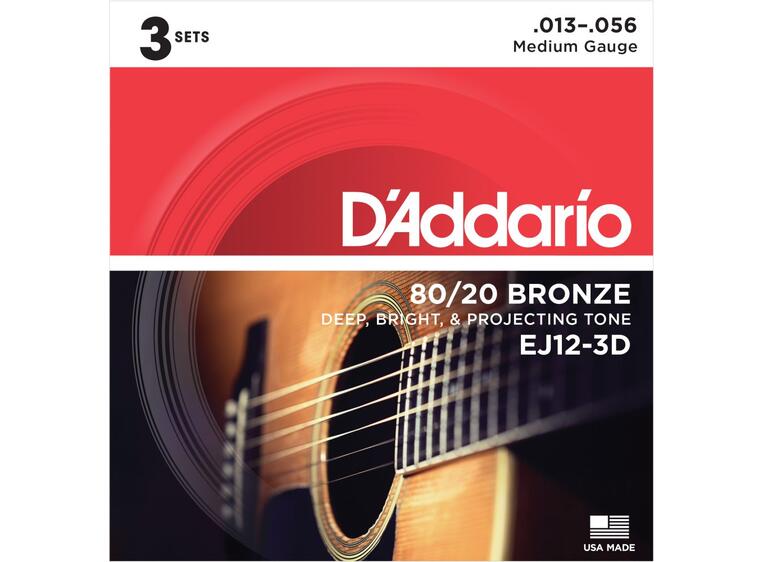 D'Addario EJ12-3D (013-056) 3-pakning