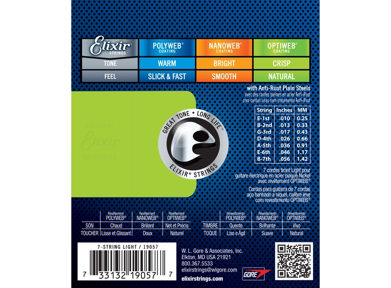 Elixir Optiweb Electric Nickel Plated (010-056) 19057 7-strenger 