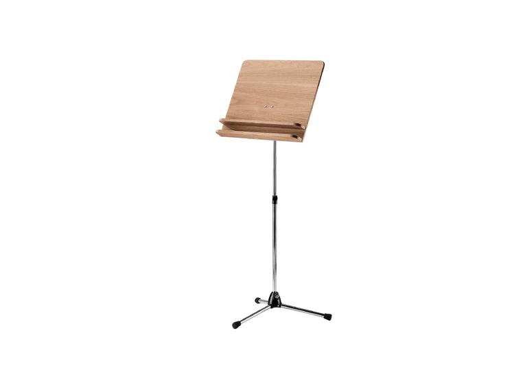 K&M 11831 Orchestra music stand chrome stand with walnut wooden desk 