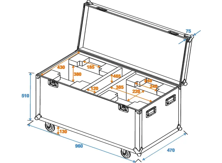 ROADINGER Flightcase 2x DMH-90/150/ DMB-60/PLB-230 