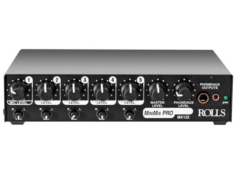 Rolls MX122 five channel audio mixer 1 XLR Mic, 4 1/4" jack Stereo Inputs 