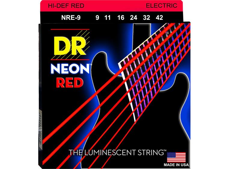 DR Strings NRE-9 Neon Red (009-042) Light
