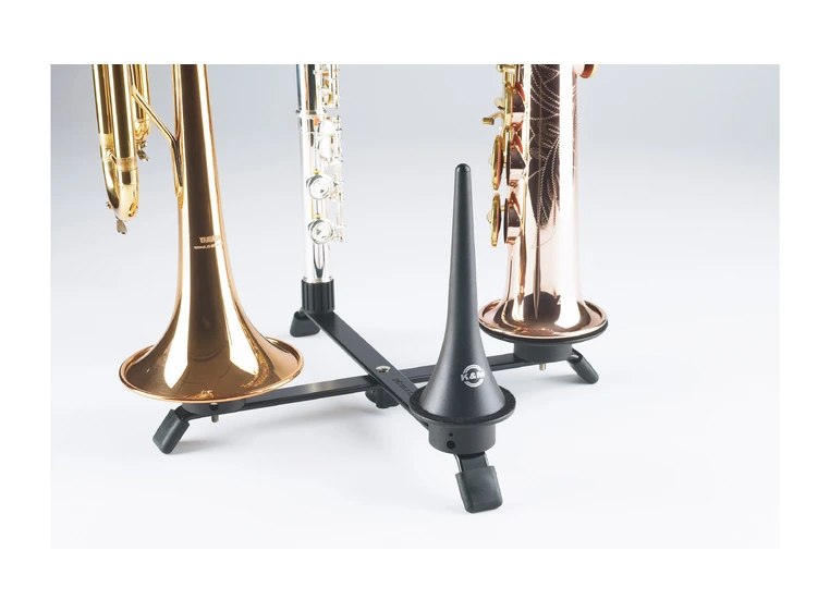 K&M 17710 Foldable base, for up to 4 peg Large black powder-coated folding base 