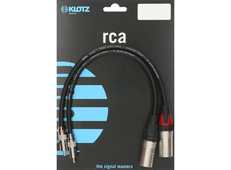 Klotz ALPM030 2 x phono gull - 2 x XLR han blank 3 m 