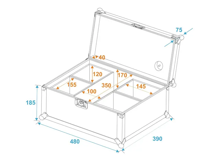 ROADINGER Flightcase 4x AKKU UP 4 QCL Spot QuickDMX 