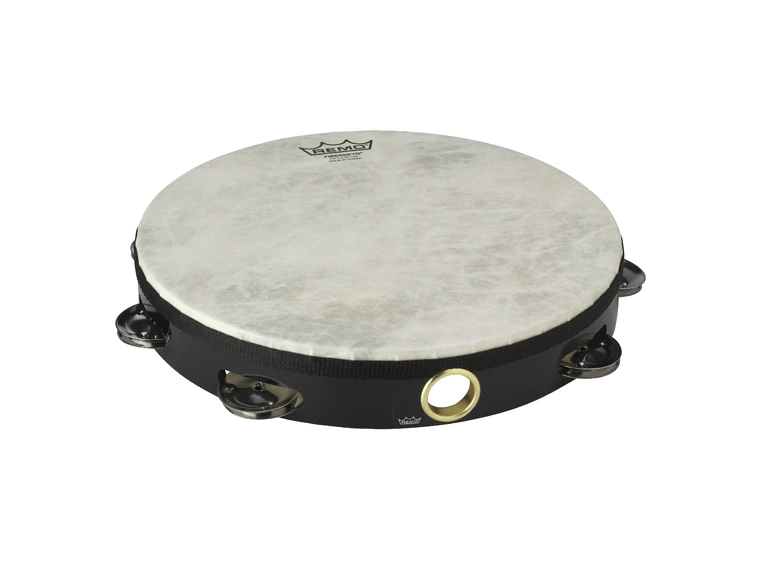 Remo TA-5110-70 Tambourine Pre-Tuned 10" Diameter 8 Pairs 1 Row Quadura Black 