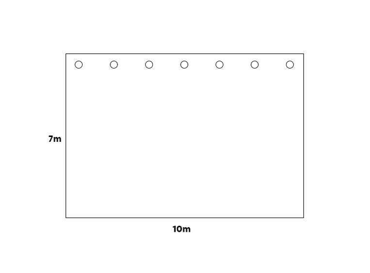 Sceneteppe molton 7x10m Ferdigsydd Sort, 300g/m2, maljer i bredden (10m) 