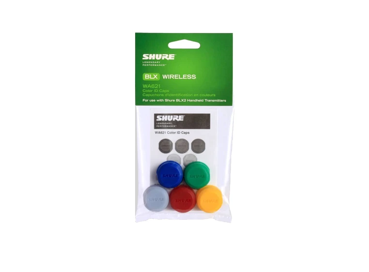 Shure WA621 kit of 5 ID caps for BLX2 blue, green, yellow, white, and red 