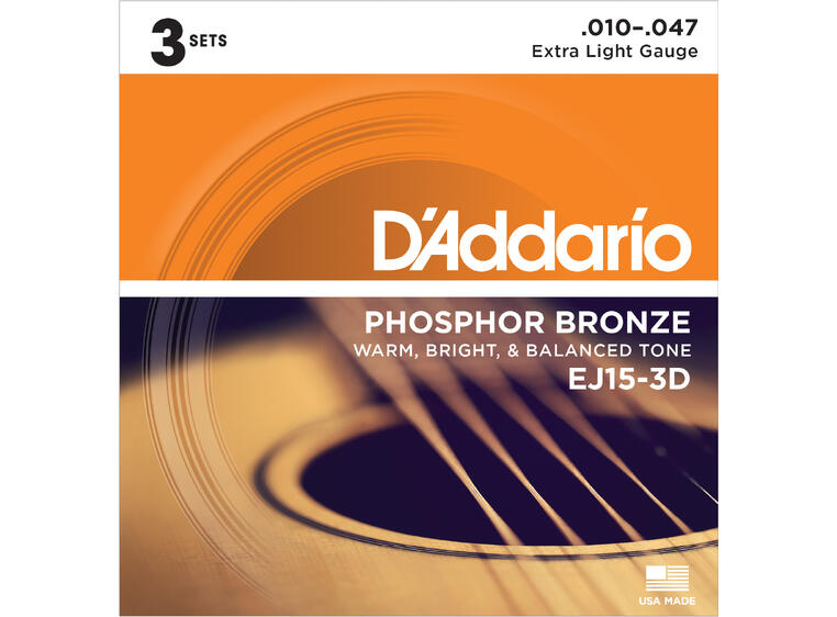 D'Addario EJ15-3D (010-047) 3-pakning