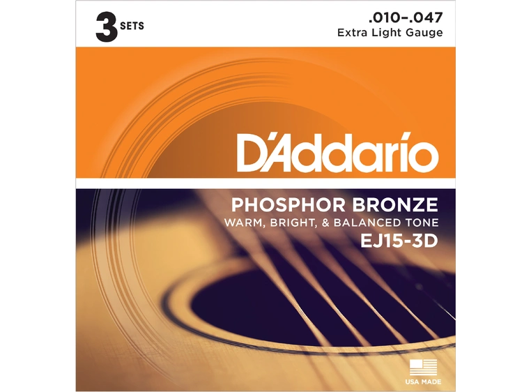 D'Addario EJ15-3D (010-047) 3-pakning 