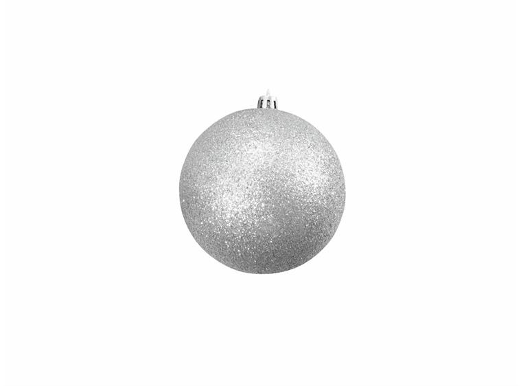 Europalms Deco Ball 10cm, silver glitter 4x