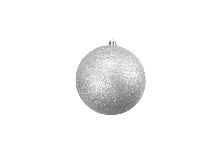 Europalms Deco Ball 10cm, silver glitter 4x 