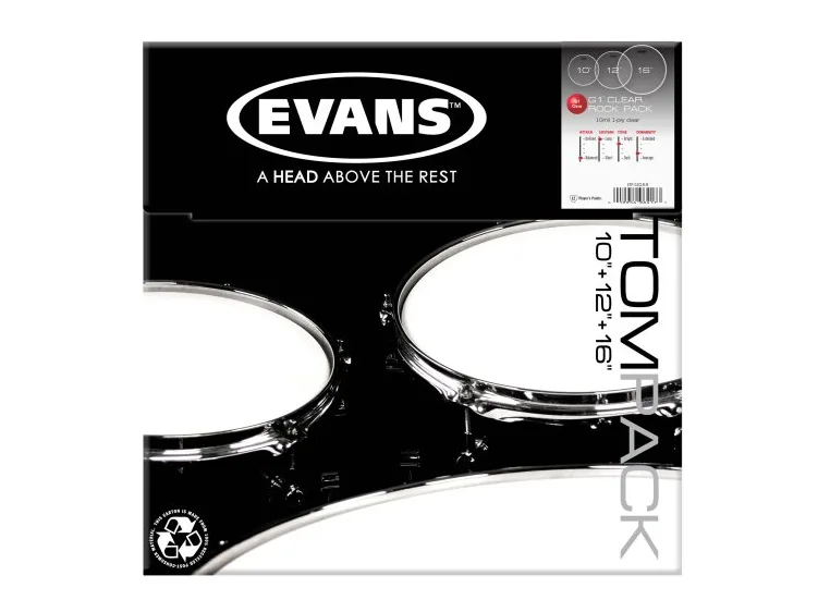 Evans ETP-G2CLR-R Tom Pack Genera G2 Clear Rock 10, 12, 16 
