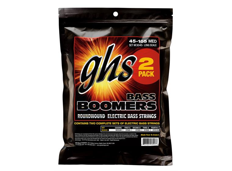 GHS M3045 2-Pack Bass Boomers Medium (045-105)