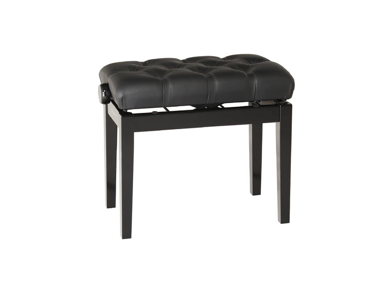 K&M 13980 Pianobenk. Sort blank finish Sort vattert pute 