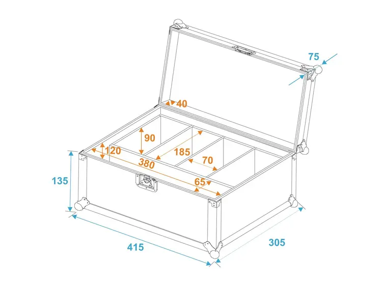 ROADINGER Flightcase 4x AKKU Flat Light Series 