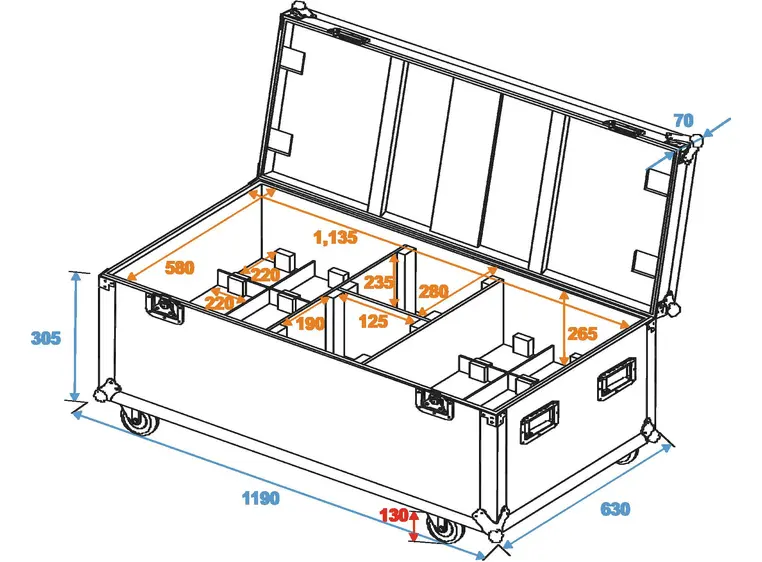 ROADINGER Flightcase 8x ML-56/ML-64 