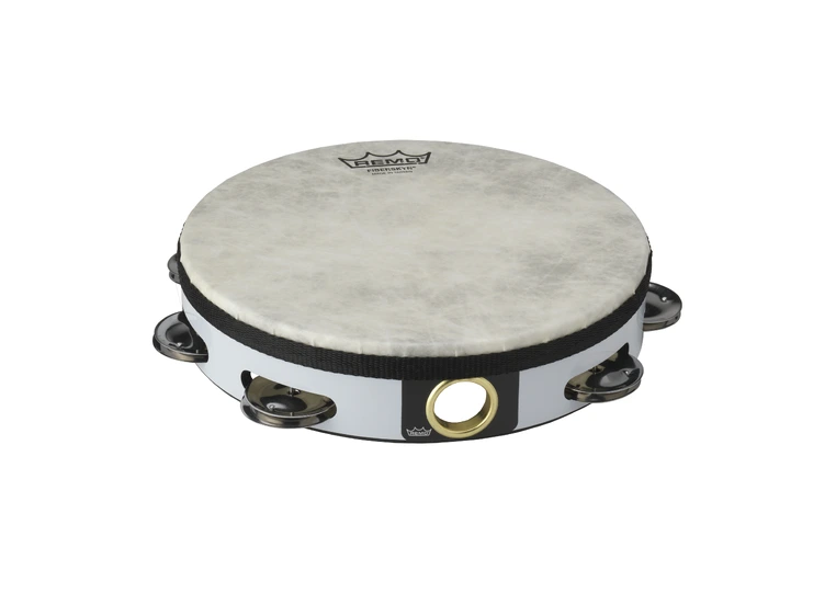 Remo TA-5108-00 Tambourine Pre-Tuned 8" Diameter 8 Pairs 1 Row Quadura White 