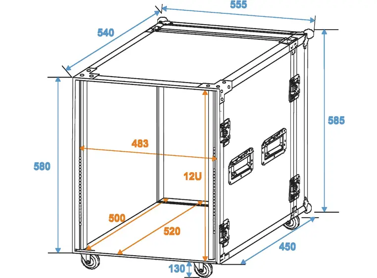 Roadinger Rack Profi 12U 45cm with wheels 