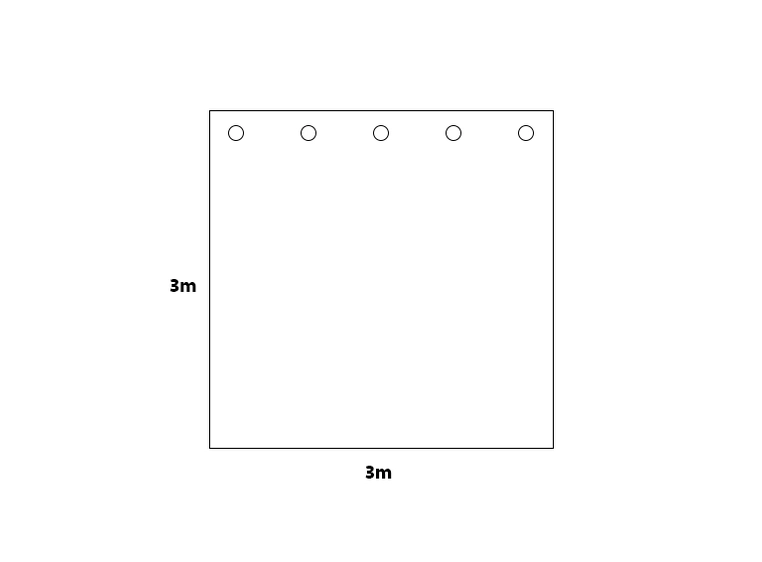 Sceneteppe molton 3x3m ferdigsydd Sort, 500g/m2, maljer i bredden (3m) 