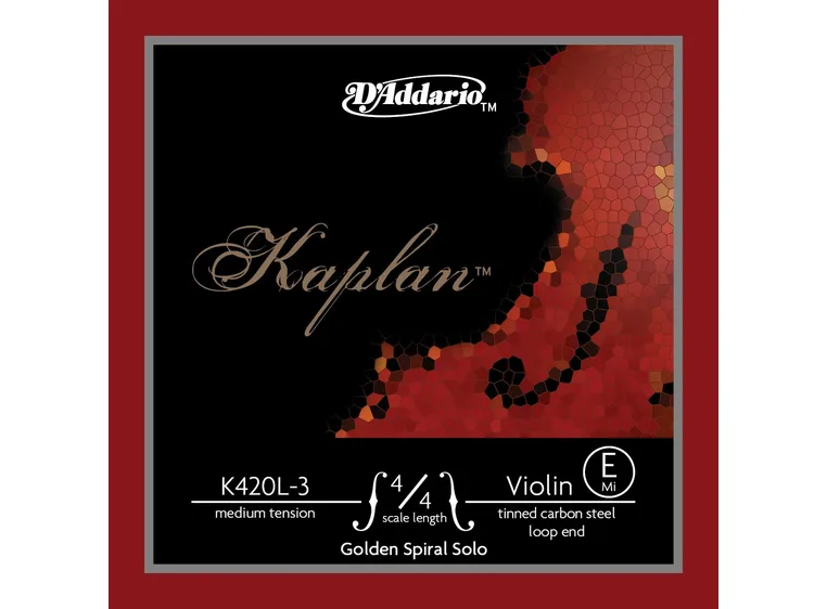 D'Addario K420L-3 Violin E String Kaplan Golden Spiral Solo loop end 16.8 