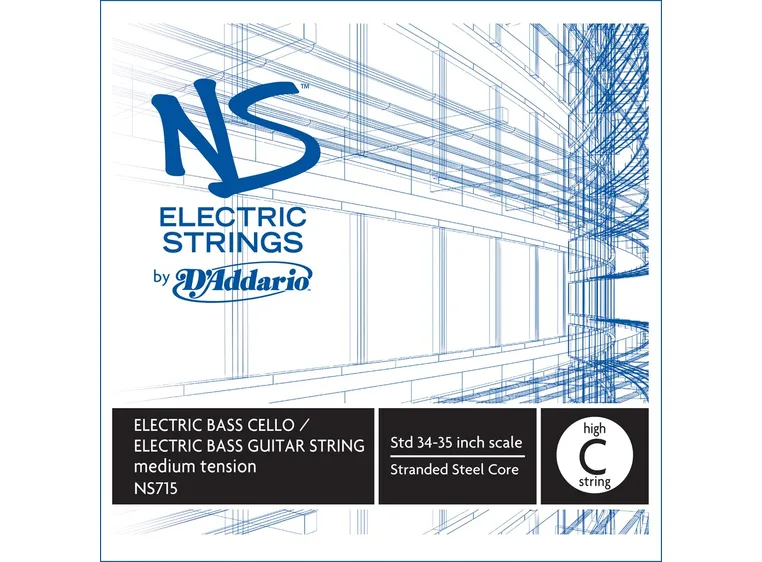 D'Addario NS715 HIGH C Bass Cello String NS Electric High C 36.0 