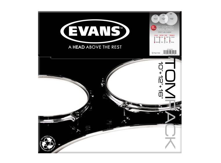 Evans ETP-G1CTD-R Tom Pack Genera G1 Coated Rock 10, 12, 16