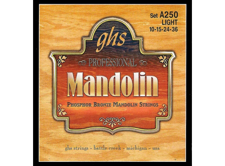 GHS A250 Phosphor Bronze Mandolin Loop End, Light (010-036) 