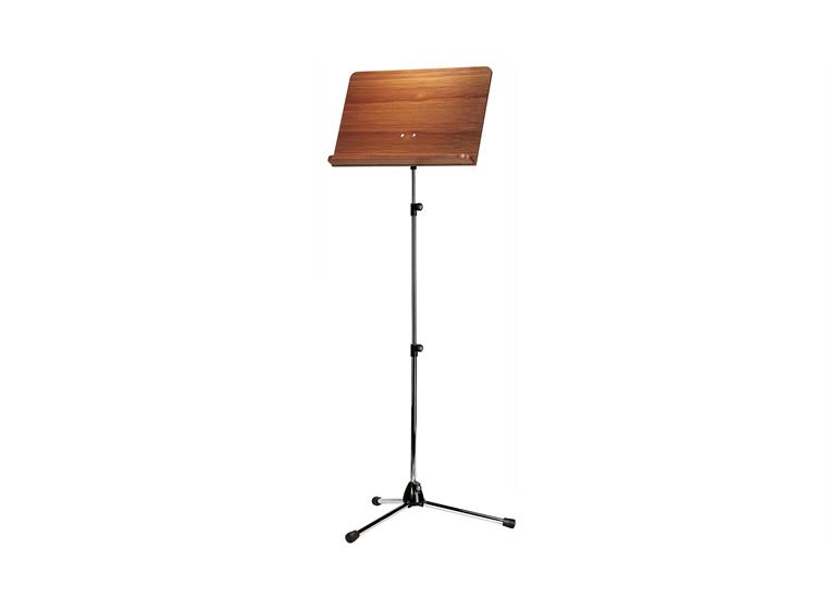K&M 11841 Orchestra music stand chrome stand, walnut desk, longer shaft