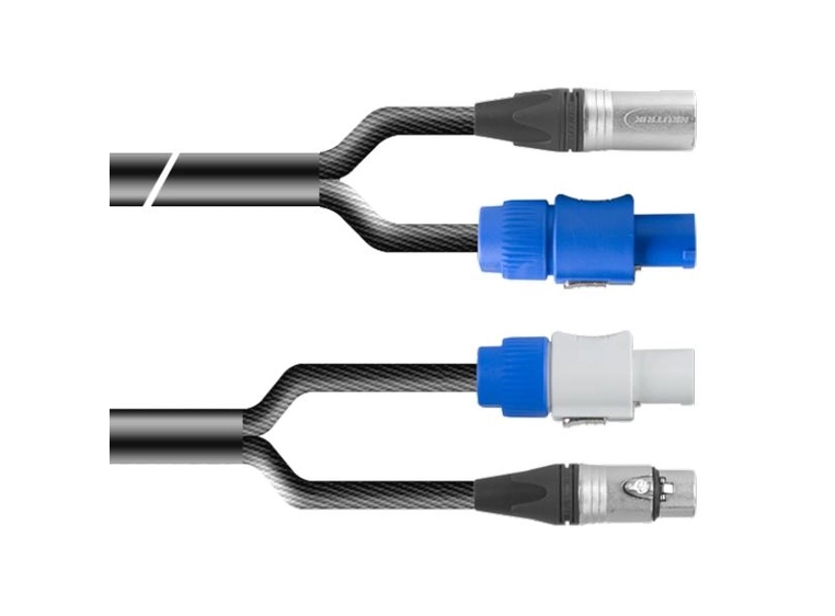 PROAUDIO TOUR66490L05BK Kombikabel, sort 5m, XLRf-XLRm 3p+PowerconIN/PowerconOUT 