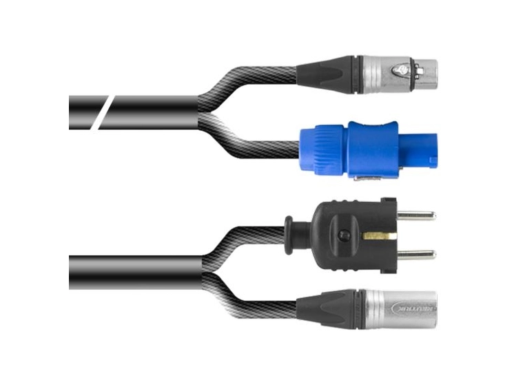 PROAUDIO TOUR76470L01 Kombikabel 1m, XLRm-XLRf 3pin + Shuko/Powercon 