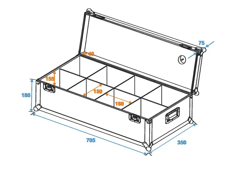 ROADINGER Flightcase 8x AKKU UP-4 