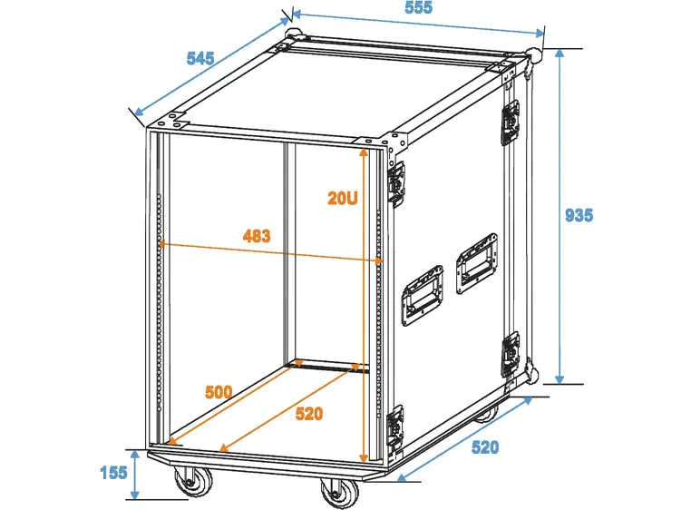 ROADINGER Rack Profi 20U 45cm with wheels 