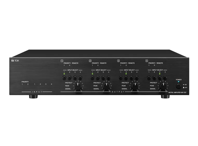 TOA MA-725F Matrise mikser/forsterker, 4x 250W,100V,2Mic+4Line,6x4matrise 