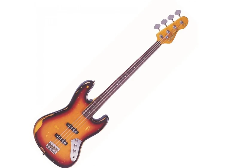 Vintage V74MRJP Fretless Bass Sunset Sunburst 