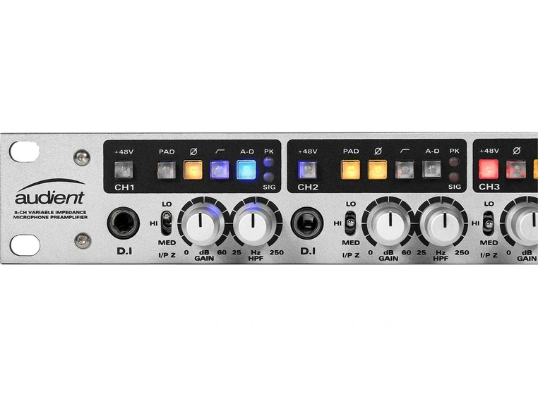 Audient ASP880, Mikrofonforsterker x 8 8 kanaler høykvalitet m/AES og optisk ut 