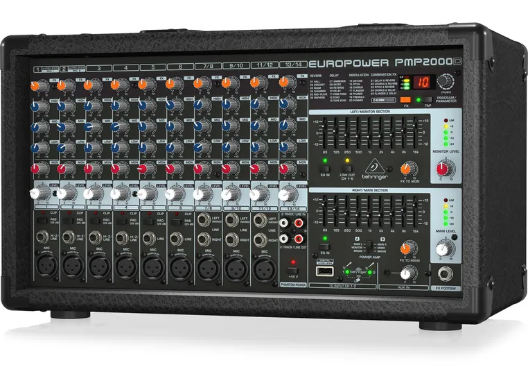 Behringer EUROPOWER PMP2000D 2000W, 14 channel, Klark teknik FX 