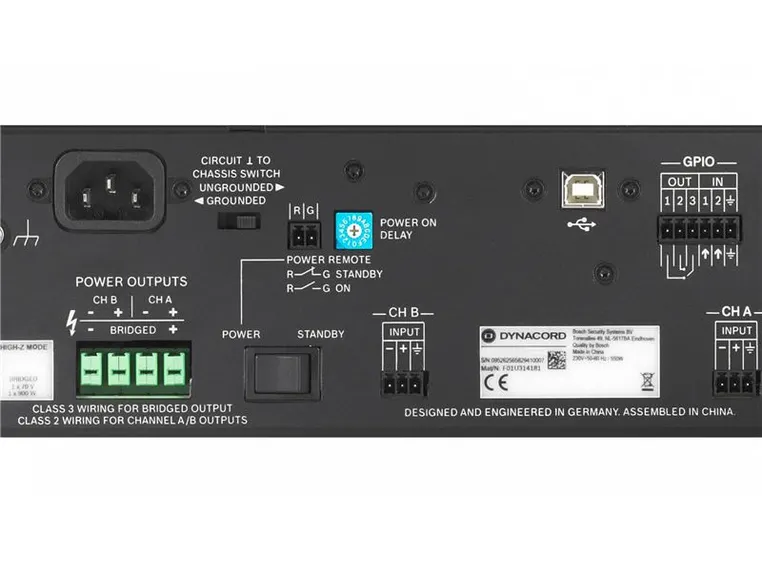 Dynacord C1800FDI Forsterker DSP 2x950W 4ohm 2U Inst, 2xLavOhm eller 1x100V. 