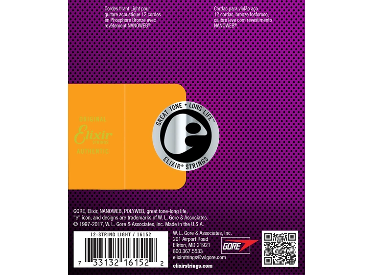 Elixir Nanoweb Ac 12-str Phosphor Bronze (010-047) 16152 