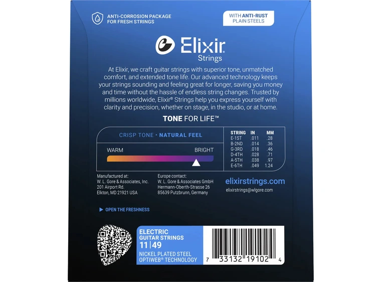 Elixir Optiweb Electric Nickel Plated (011-049) 19102 