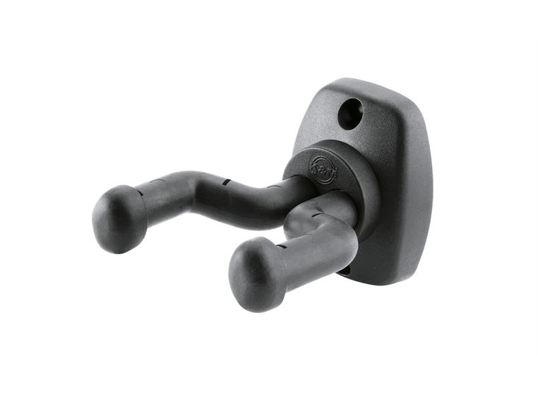 K&M 16250 Guitar wall mount, Black thick rubber covered support arms