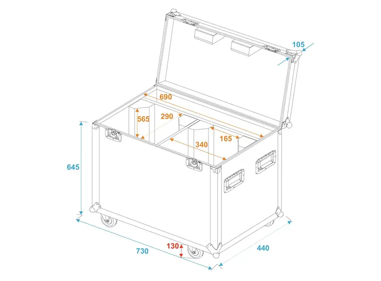 ROADINGER Flightcase 2x PFE-100/120 