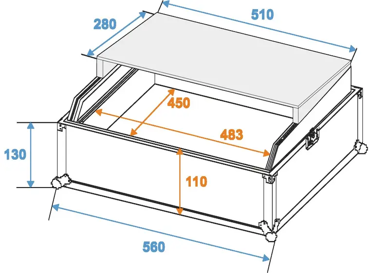 ROADINGER Mixer case Pro LS-19 laptop tray bk 