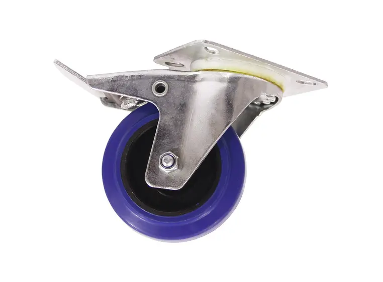 Roadinger Swivel Castor 100mm blue with brake 