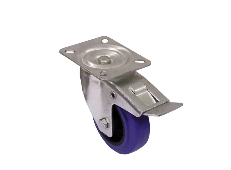 Roadinger Swivel Castor 100mm blue with brake 