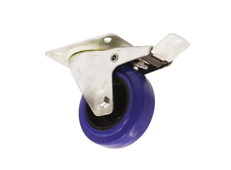 Roadinger Swivel Castor 100mm blue with brake 